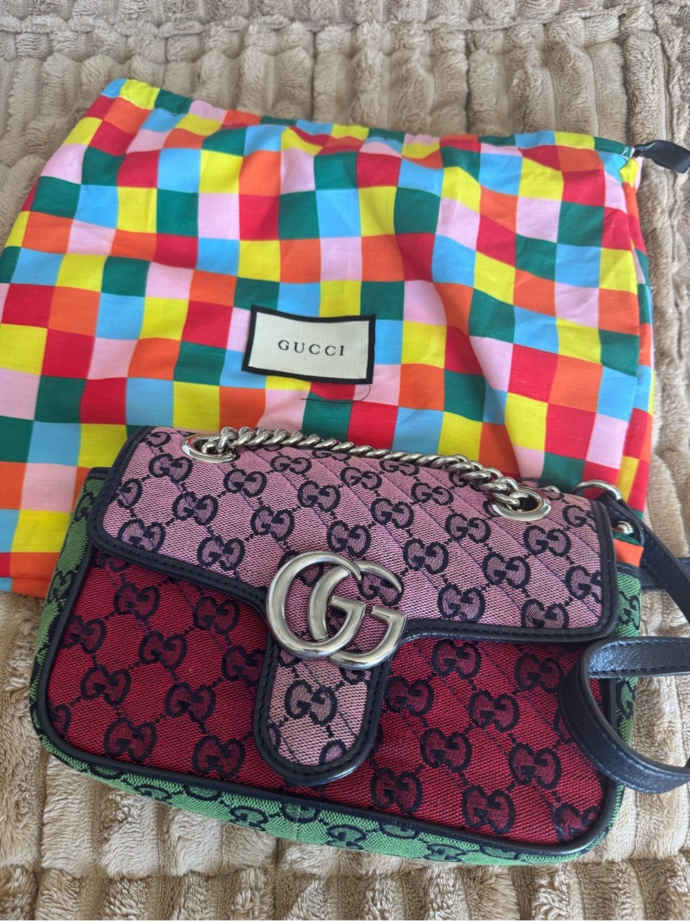 Multicolor GG Marmont Canvas Shoulder Bag